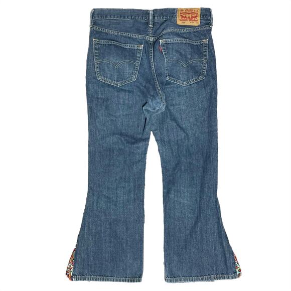LEVI'S 559 Jeans w/ Boho Patchwork & Flare Embellishments Size 34x30 (altered) - Picture 6 of 9
